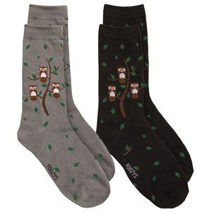Owl Family Tree Hoot Bird Wise Horned Owls Animal 2 Pairs Foozys Women's Socks